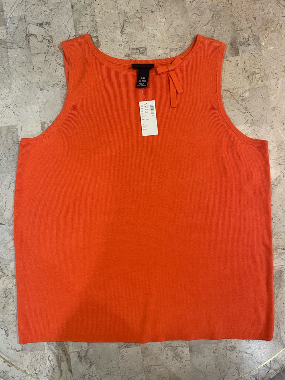 NWT Lane Bryant Orange High-Neck Ribbed Knit Tank Top Size 18/20